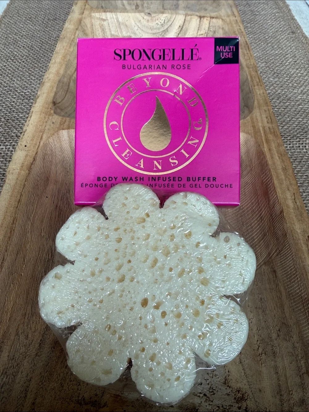 Spongelle Bulgarian Rose Body Wash Infused Buffer - Pink & Cream
